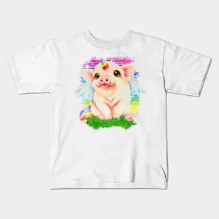 Gay Pride - Cute Birthday Party Pig - watercolor Kids T-Shirt